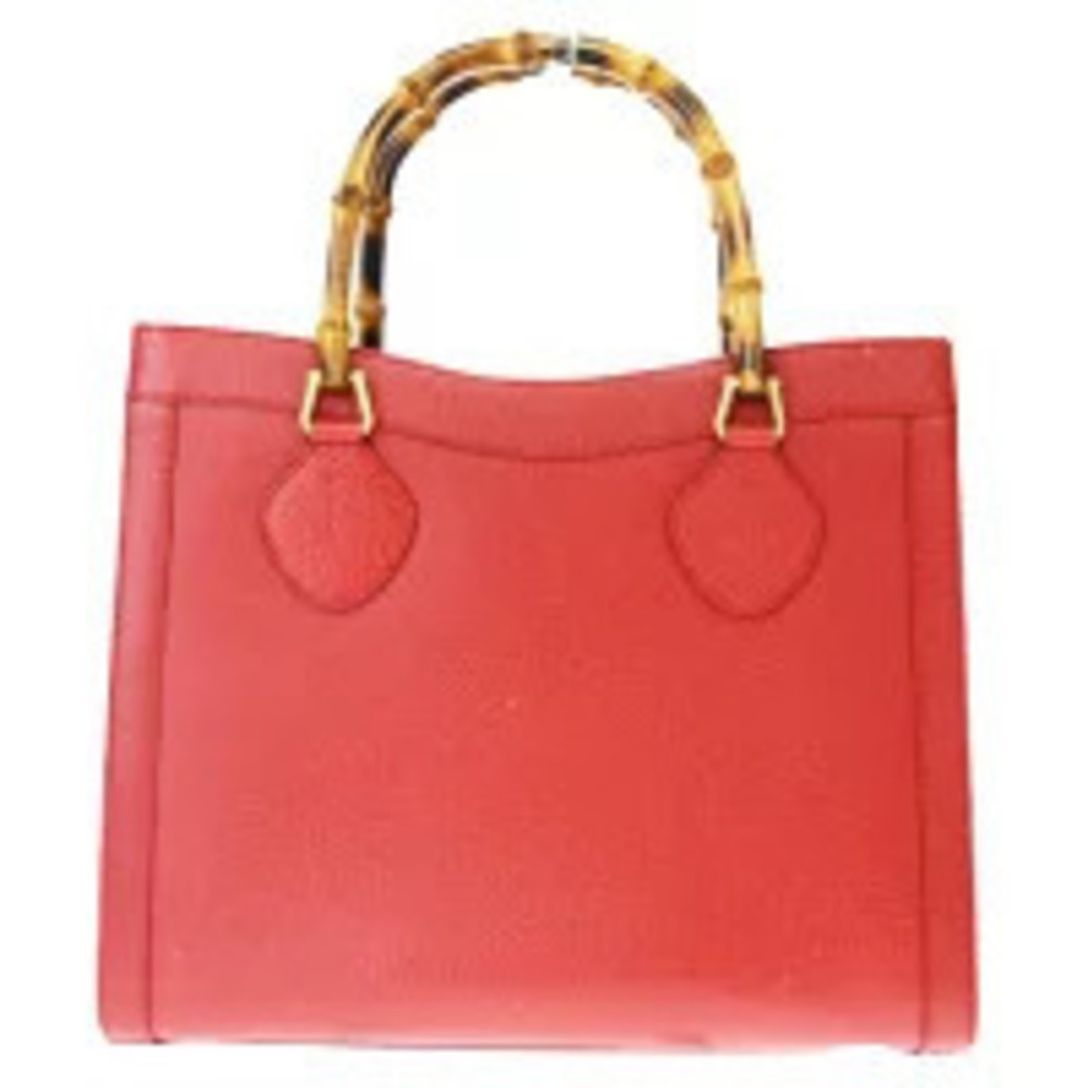 Gucci Bamboo Handbag Red Leather